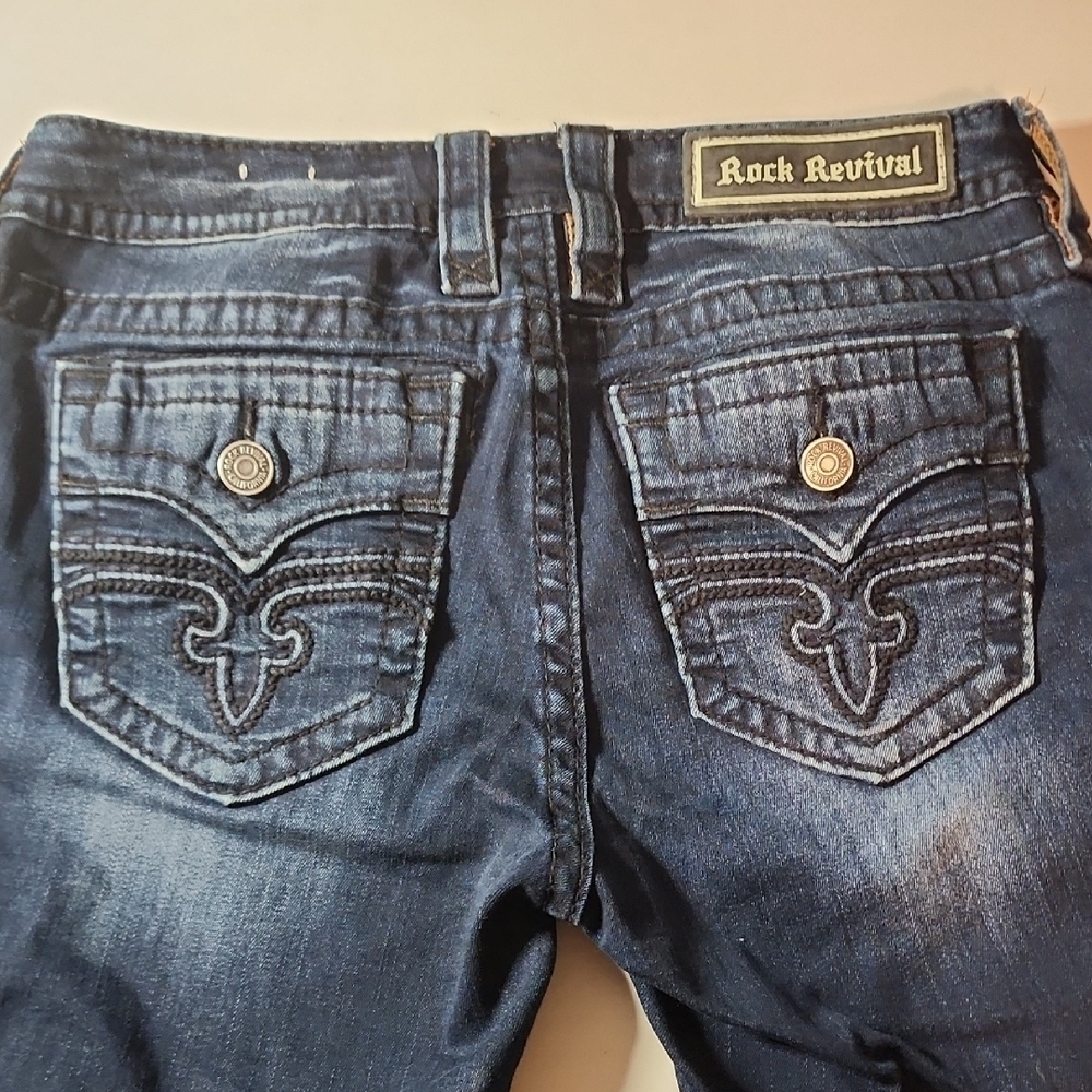 Rock Revival Alivia Mid Rise Skinnyn Blue Jeans In Size 28